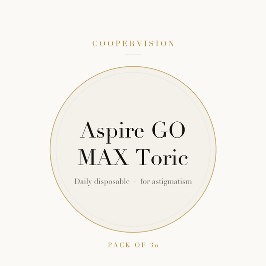 CooperVision Aspire GO MAX Toric Contact Lenses on ivory plate