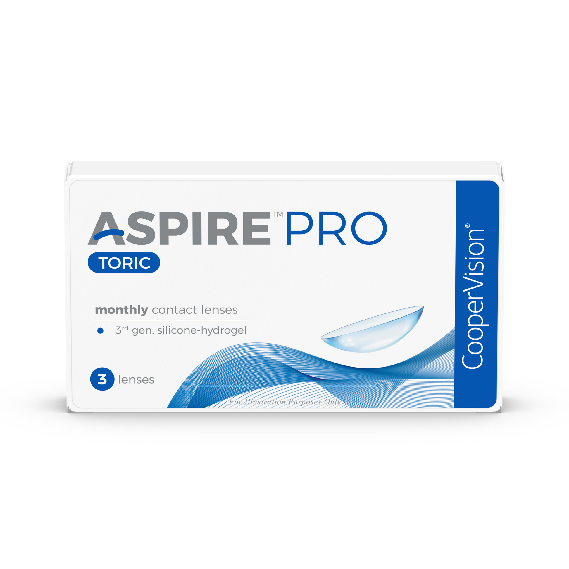 CooperVision Aspire PRO Toric Contact Lenses box, front view