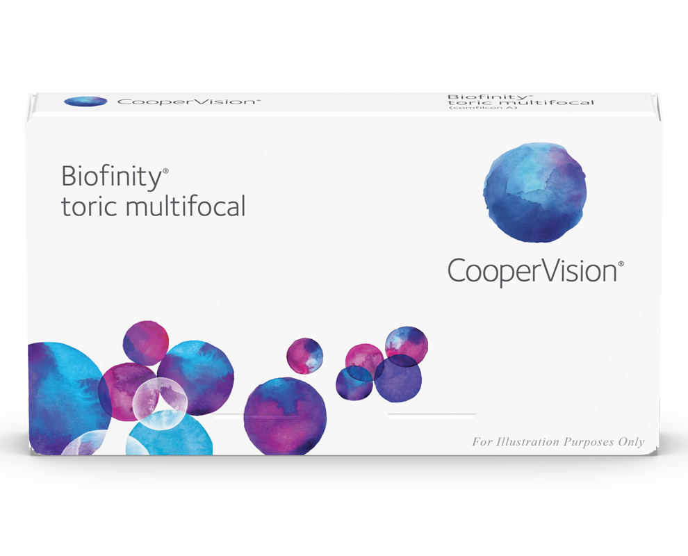 CooperVision Biofinity Toric Multifocal Contact Lenses box, front view