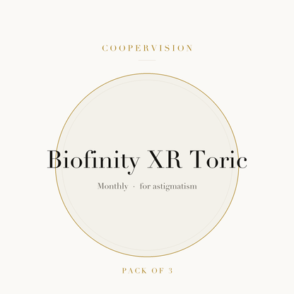 CooperVision Biofinity XR Toric Contact Lenses on ivory plate