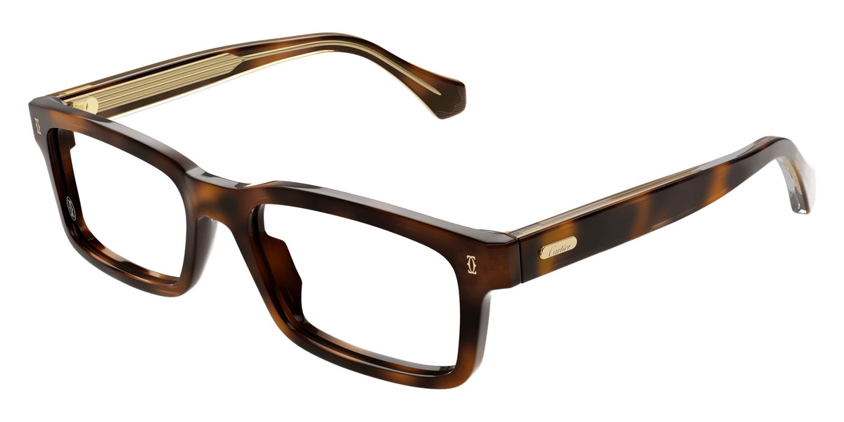 Cartier CT0291O Rectangle Eyeglasses in Havana Frame, angle view