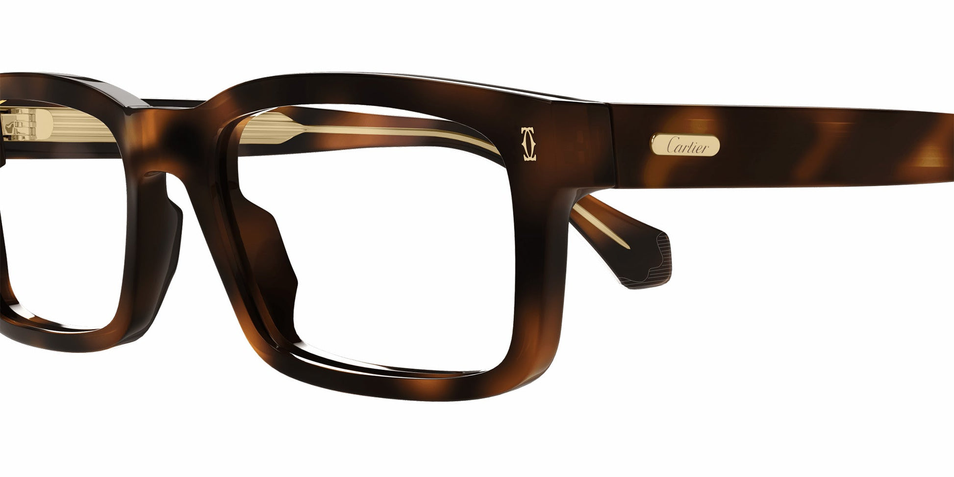 Cartier CT0291O Rectangle Eyeglasses in Havana Frame, detail view