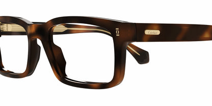 Cartier CT0291O Rectangle Eyeglasses in Havana Frame, detail view