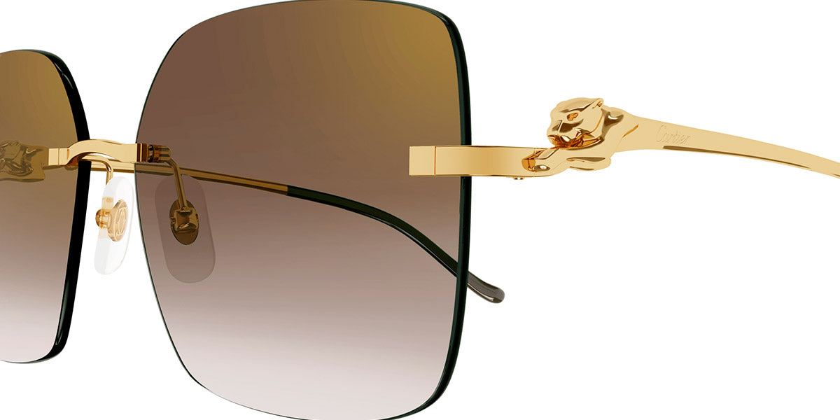 Cartier CT0359S Butterfly Sunglasses in Brown Gold, detail view
