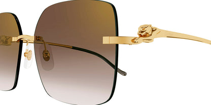 Cartier CT0359S Butterfly Sunglasses in Brown Gold, detail view