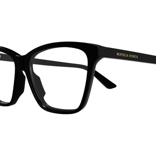 Bottega Veneta BV1421O Cat Eye Eyeglasses in Clear Lenses With Black Frame, angle view