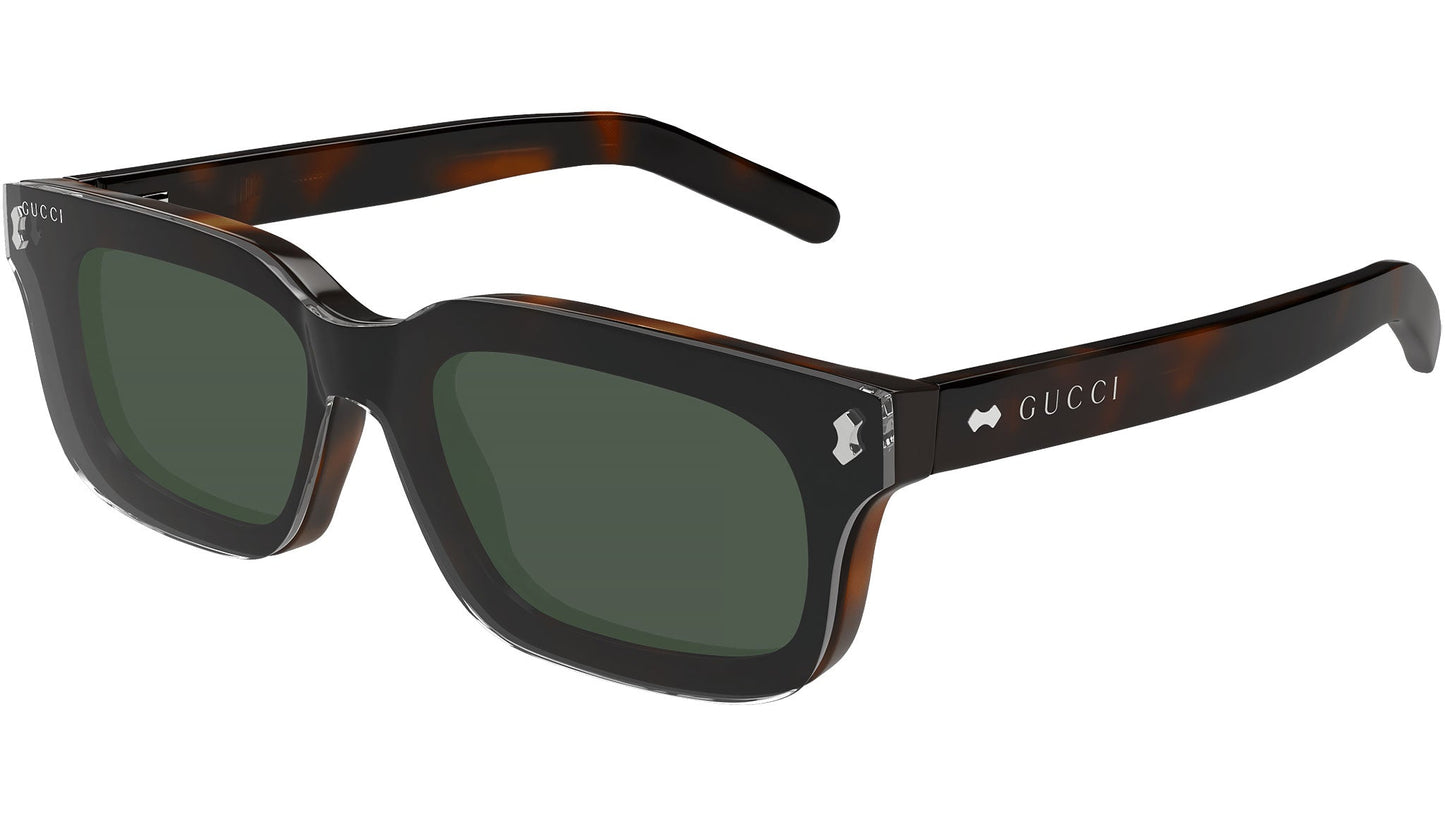 Gucci GG1711S Rectangle Sunglasses in Clear Lenses With Havana Frame, detail view