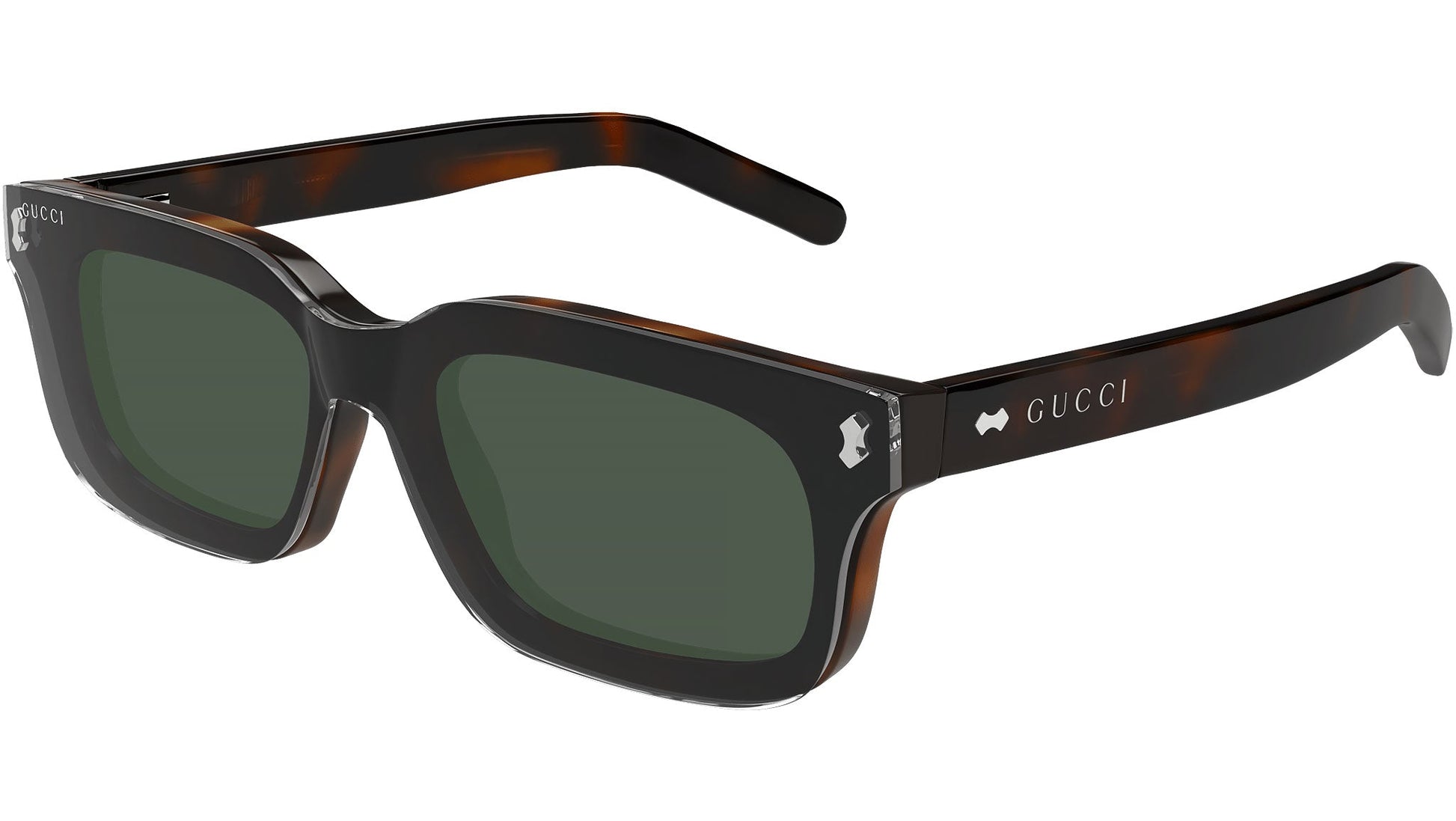 Gucci GG1711S Rectangle Sunglasses in Clear Lenses With Havana Frame, detail view