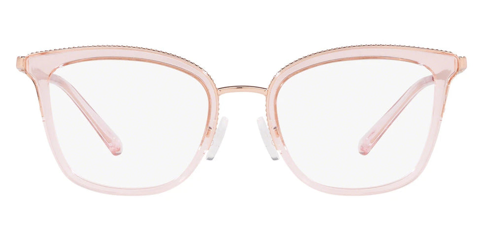 Michael Kors MK3032 Square Eyeglasses in Rose Gold/Pink Transparent, front view