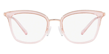 Michael Kors MK3032 Square Eyeglasses in Rose Gold/Pink Transparent, front view