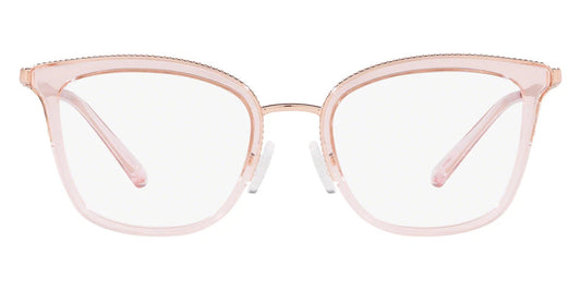 Michael Kors MK3032 Square Eyeglasses in Rose Gold/Pink Transparent, front view