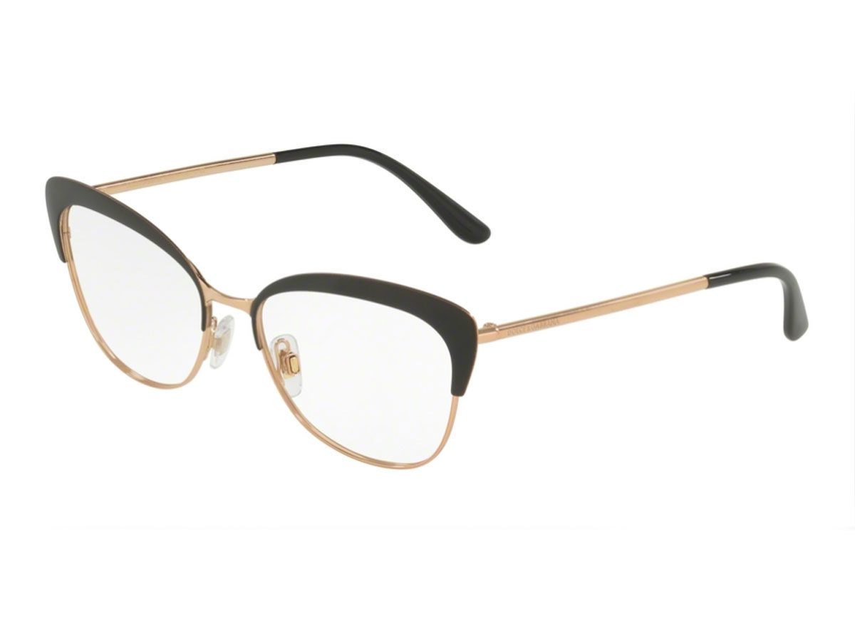 Dolce & Gabbana DG1298 Cat Eye Eyeglasses in Matte Black / Pink Gold, front view