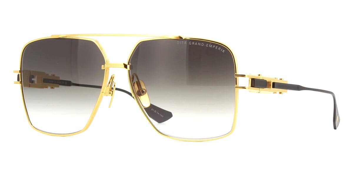 DITA GRAND EMPERIK Square Sunglasses in Grey Smoke Gradient / Yellow Gold Matte Black, front view