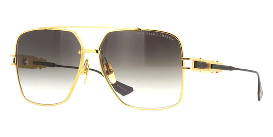 DITA GRAND EMPERIK Square Sunglasses in Grey Smoke Gradient / Yellow Gold Matte Black, front view