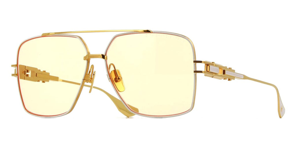 DITA GRAND EMPERIK Square Sunglasses in Apricot Orange / Matte White Yellow Gold, front view