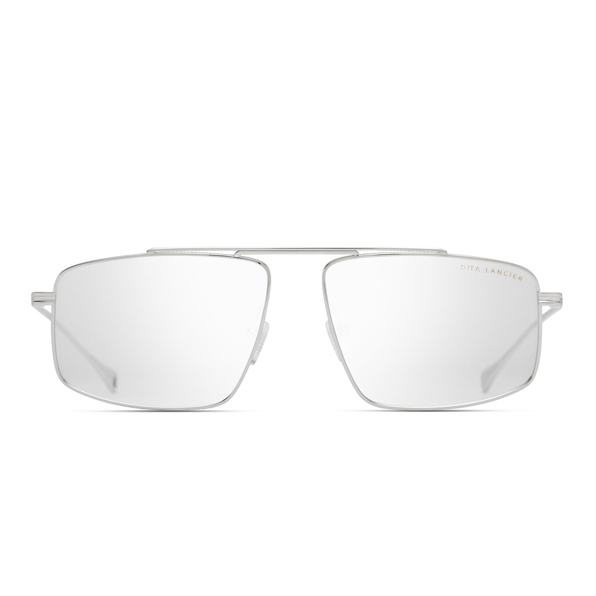 DITA DLX142 Aviator Eyeglasses in Clear Shiny Silver, angle view