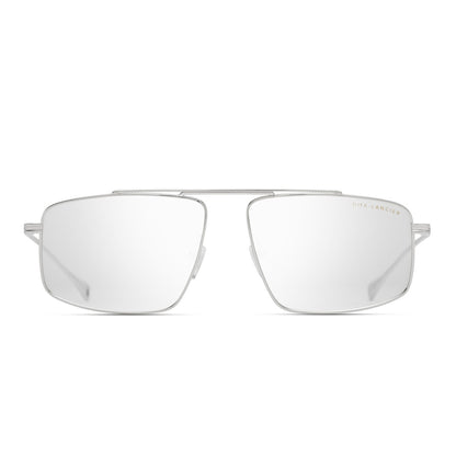 DITA DLX142 Aviator Eyeglasses in Clear Shiny Silver, angle view