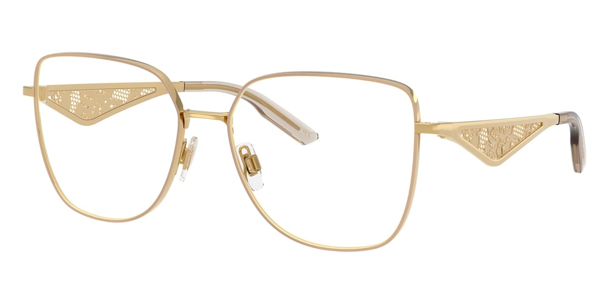 Dolce & Gabbana DG1358 Square Eyeglasses in Gold/Matte Beige, front view
