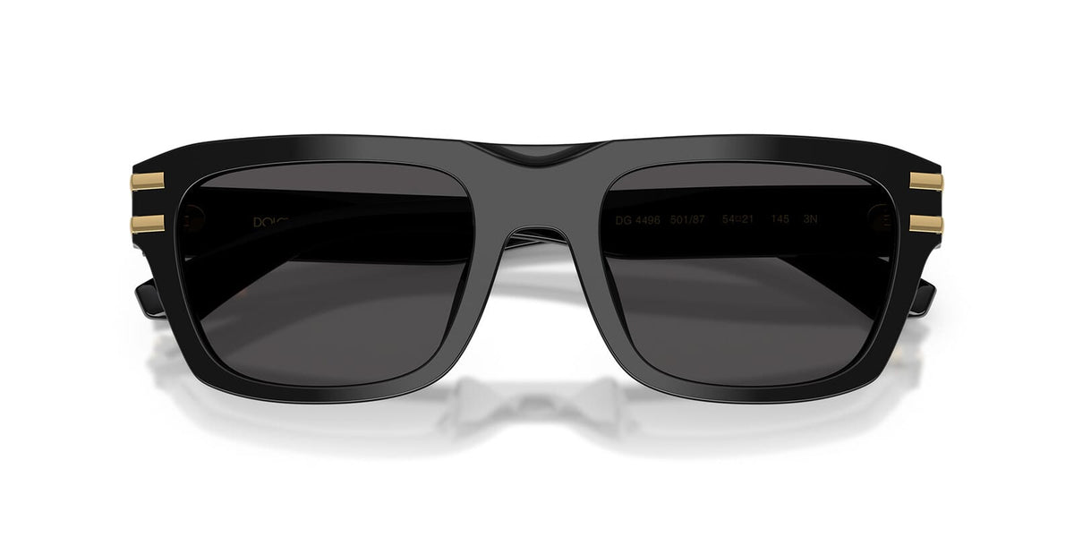 Dolce & Gabbana DG4496 Rectangle Sunglasses in Dark Grey/Black, side view