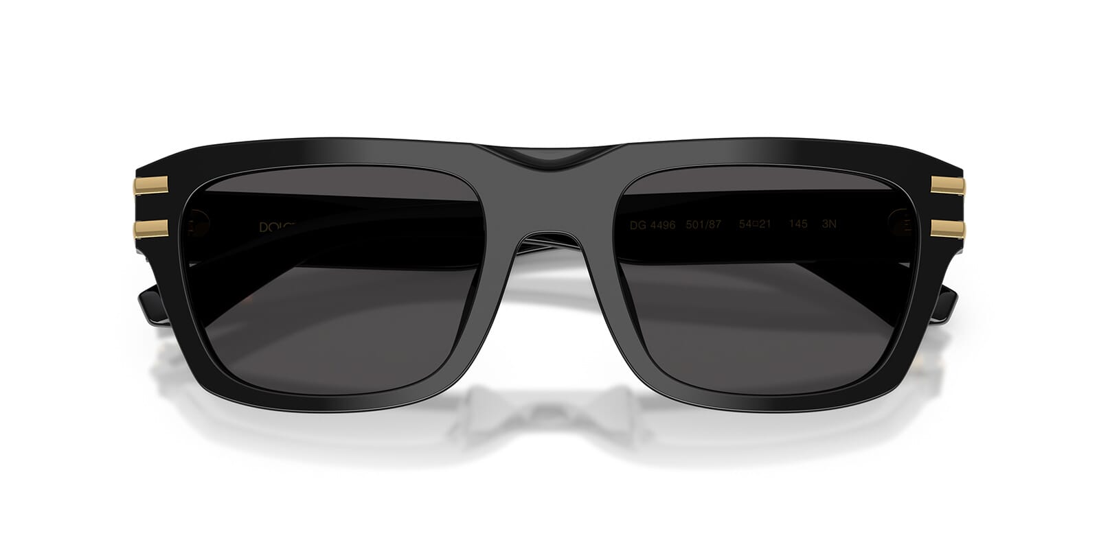 Dolce & Gabbana DG4496 Rectangle Sunglasses in Dark Grey/Black, side view