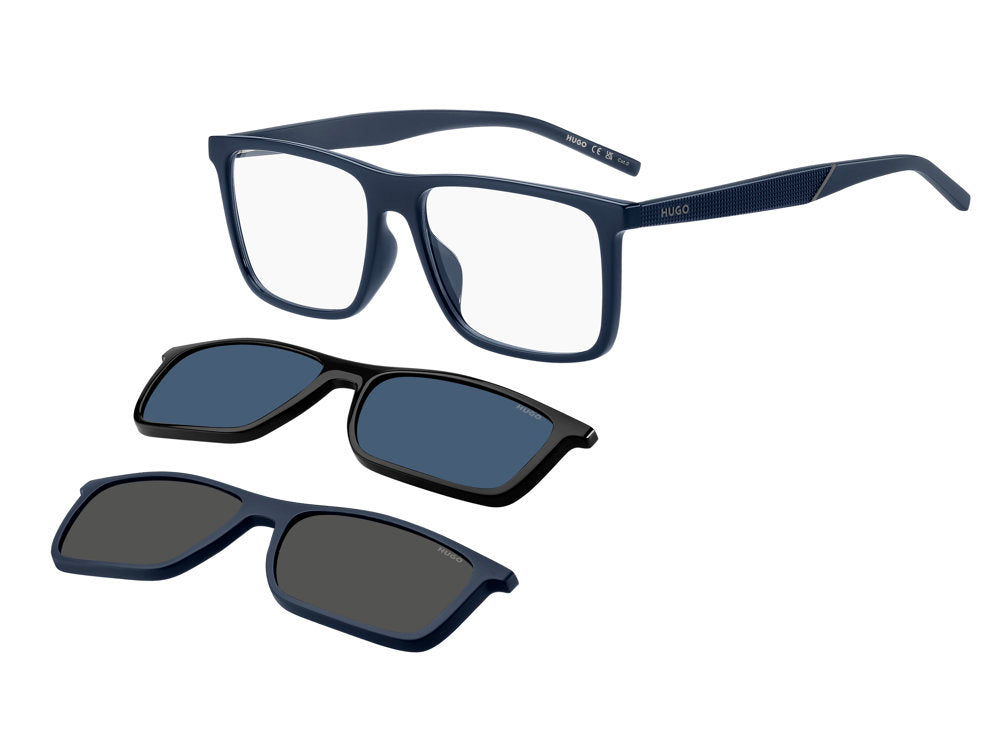 Hugo Boss HG1331/G/CS2 Rectangle Sunglasses in Black, angle view