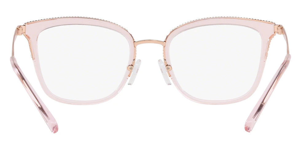 Michael Kors MK3032 Square Eyeglasses in Rose Gold/Pink Transparent, back view