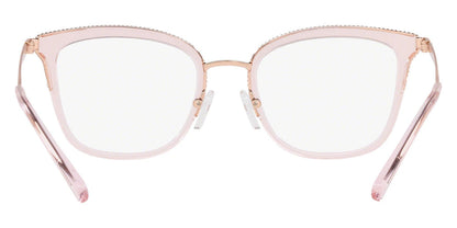Michael Kors MK3032 Square Eyeglasses in Rose Gold/Pink Transparent, back view