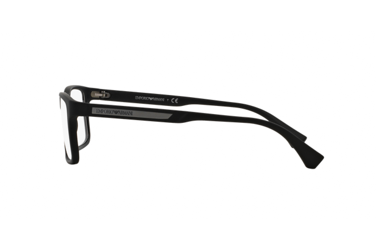 Emporio Armani EA3038 Rectangle Eyeglasses in Black Rubber, angle view