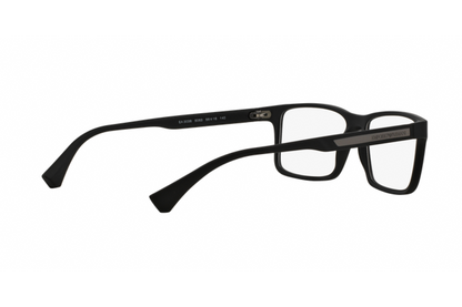 Emporio Armani EA3038 Rectangle Eyeglasses in Black Rubber, detail view