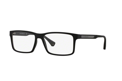 Emporio Armani EA3038 Rectangle Eyeglasses in Black Rubber, front view