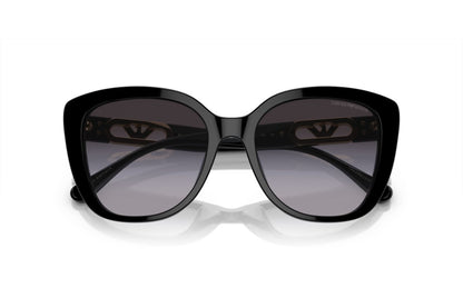 Emporio Armani EA4214U/S Cat Eye Sunglasses in Gradient Grey / Glossy Black, detail view