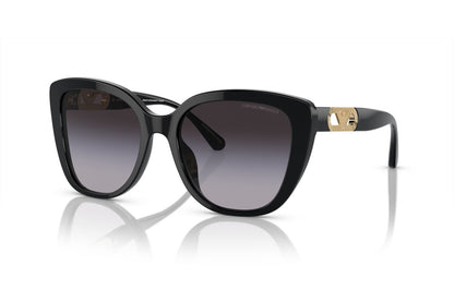 Emporio Armani EA4214U/S Cat Eye Sunglasses in Gradient Grey / Glossy Black, front view