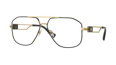 Versace VE1287 Pilot Eyeglasses in Black Gold, front view