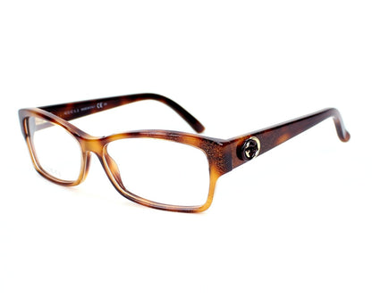 Gucci GG3203 Rectangle Eyeglasses in Glitter Brown Tortoise, front view