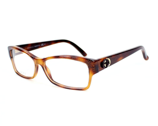 Gucci GG3203 Rectangle Eyeglasses in Glitter Brown Tortoise, front view