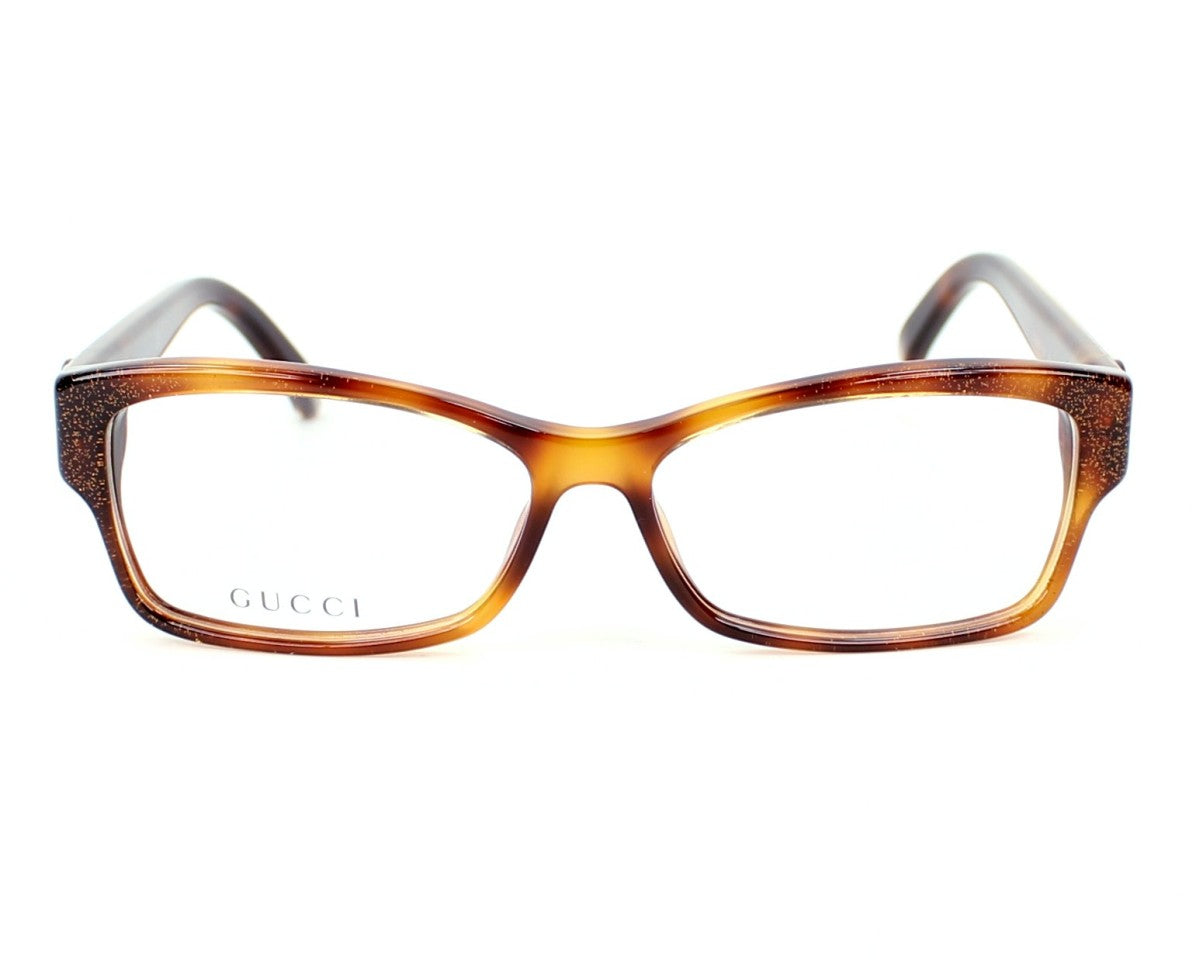 Gucci GG3203 Rectangle Eyeglasses in Glitter Brown Tortoise, side view