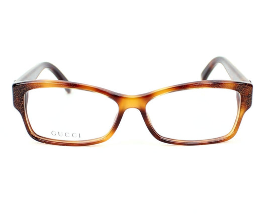 Gucci GG3203 Rectangle Eyeglasses in Glitter Brown Tortoise, side view