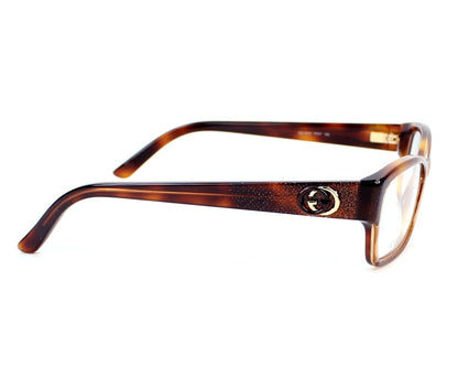 Gucci GG3203 Rectangle Eyeglasses in Glitter Brown Tortoise, angle view