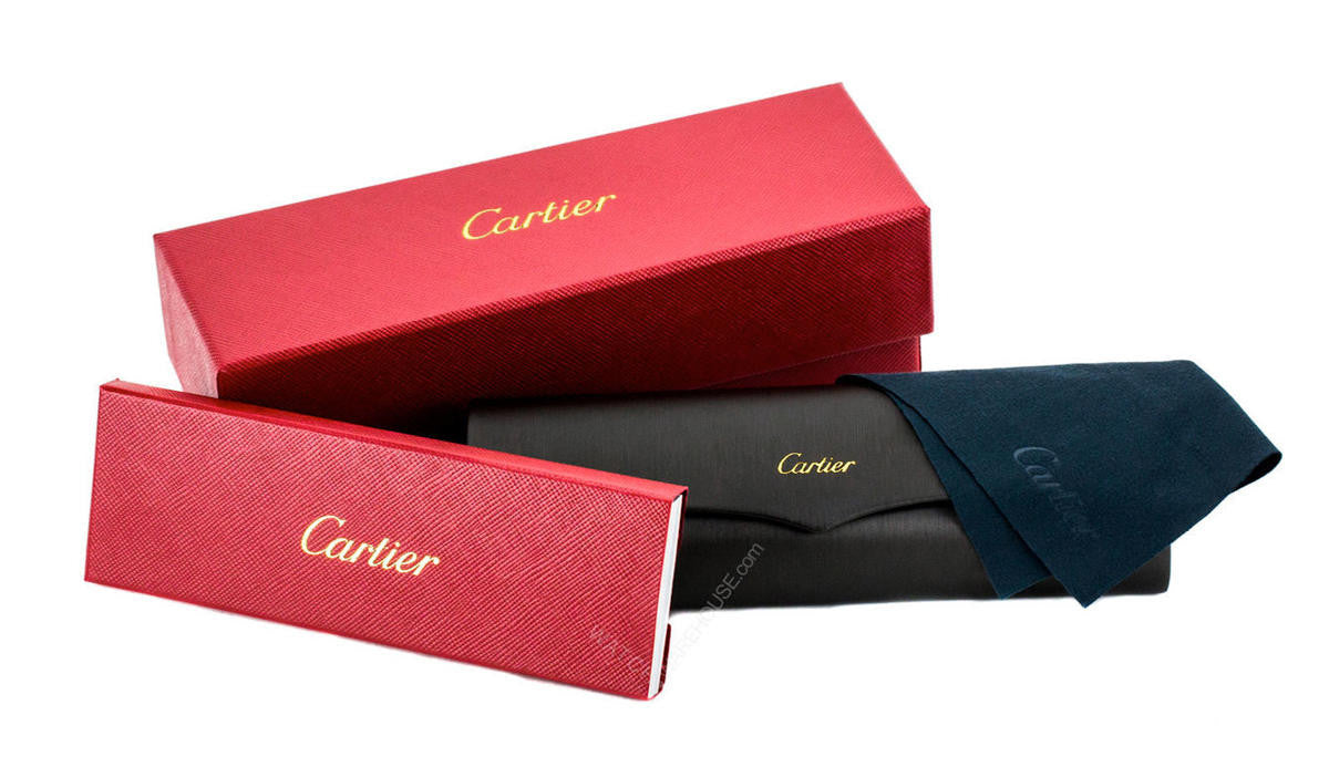 Cartier CT0148O Square Eyeglasses in Clear Lenses With Gold Frame, side view