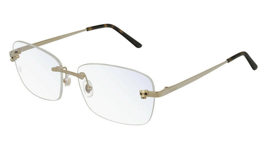Cartier CT0148O Square Eyeglasses in Clear Lenses With Gold Frame, front view