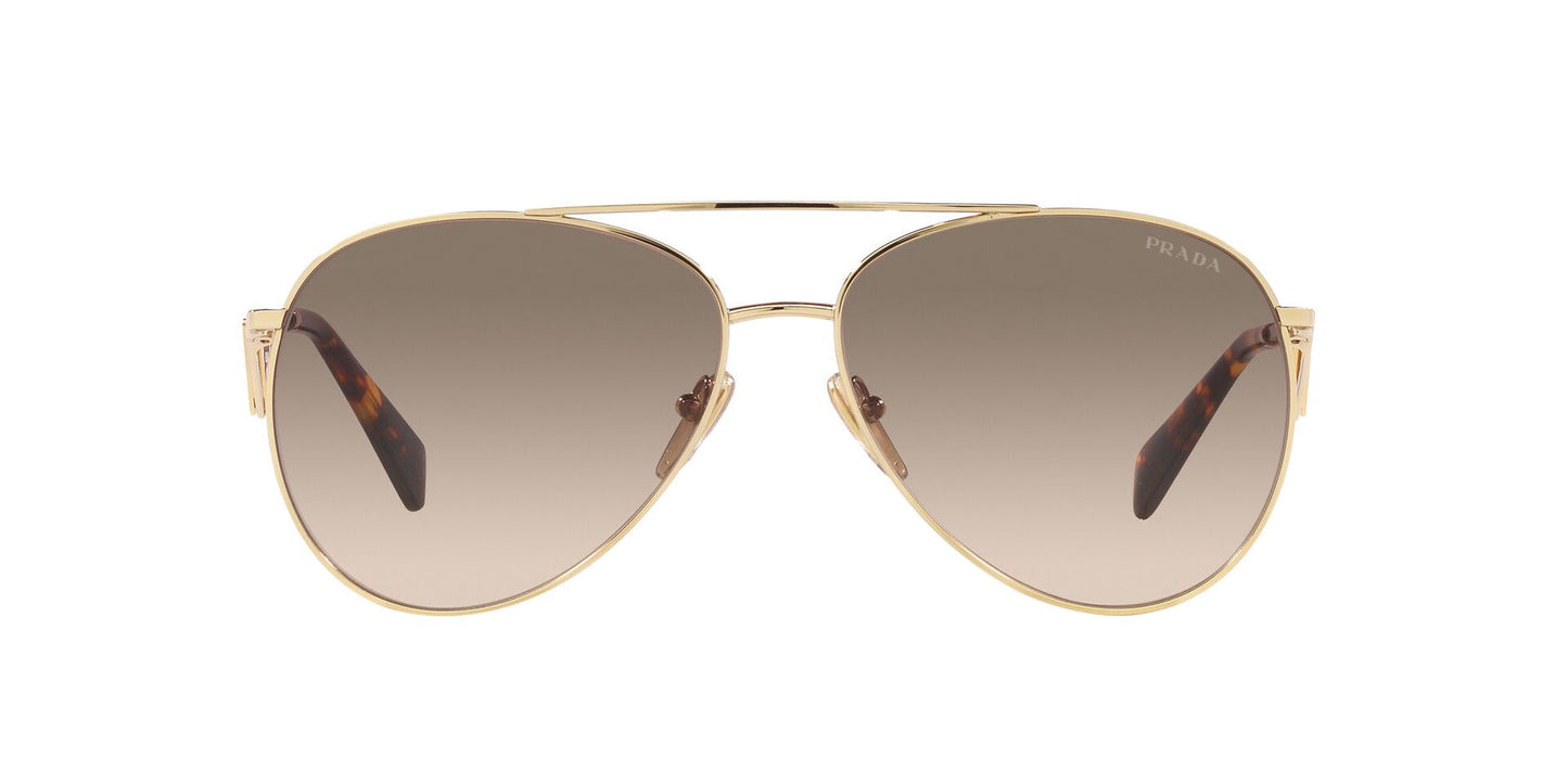 Prada PR73ZS Aviator Sunglasses in Light Brown Gradient / Pale Gold, angle view