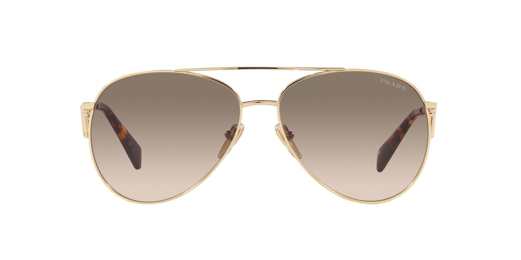 Prada PR73ZS Aviator Sunglasses in Light Brown Gradient / Pale Gold, angle view
