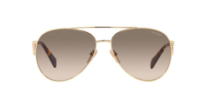 Prada PR73ZS Aviator Sunglasses in Light Brown Gradient / Pale Gold, angle view