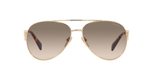 Prada PR73ZS Aviator Sunglasses in Light Brown Gradient / Pale Gold, angle view