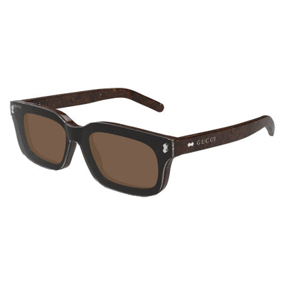 Gucci GG1711S in Clear Lenses With Brown Frame, angle view