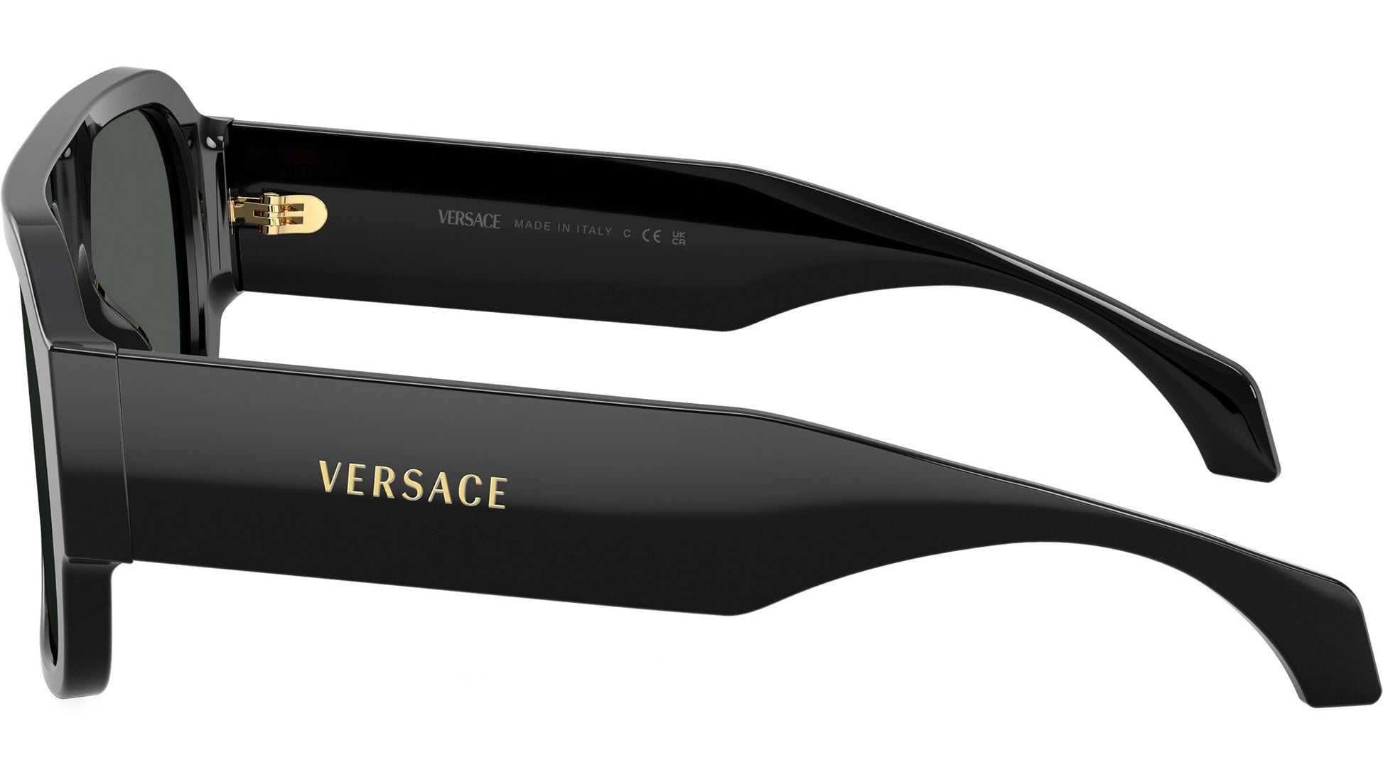 Versace VE4508U/S Square Sunglasses in Solid Grey Lenses With Black Frame, side view