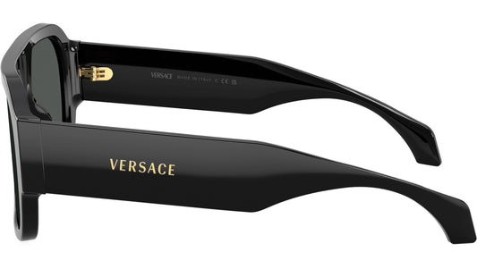Versace VE4508U/S Square Sunglasses in Solid Grey Lenses With Black Frame, side view