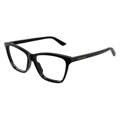 Bottega Veneta BV1421O Cat Eye Eyeglasses in Clear Lenses With Black Frame, front view