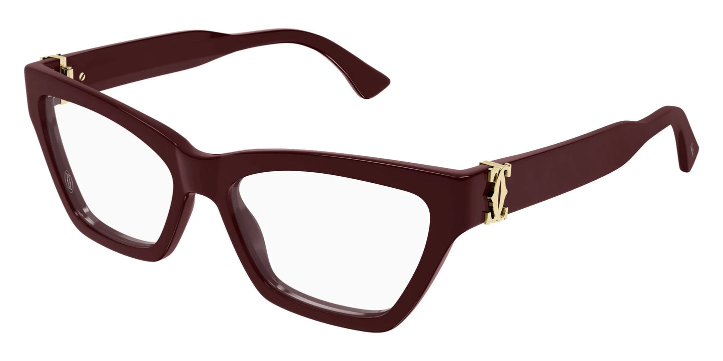 Cartier CT0590O Cat Eye Eyeglasses in Burgundy, angle view