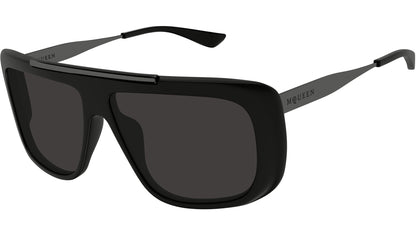 Alexander McQueen AM0492S Aviator Sunglasses in Solid Grey Lenses With Matte Black Frame, side view